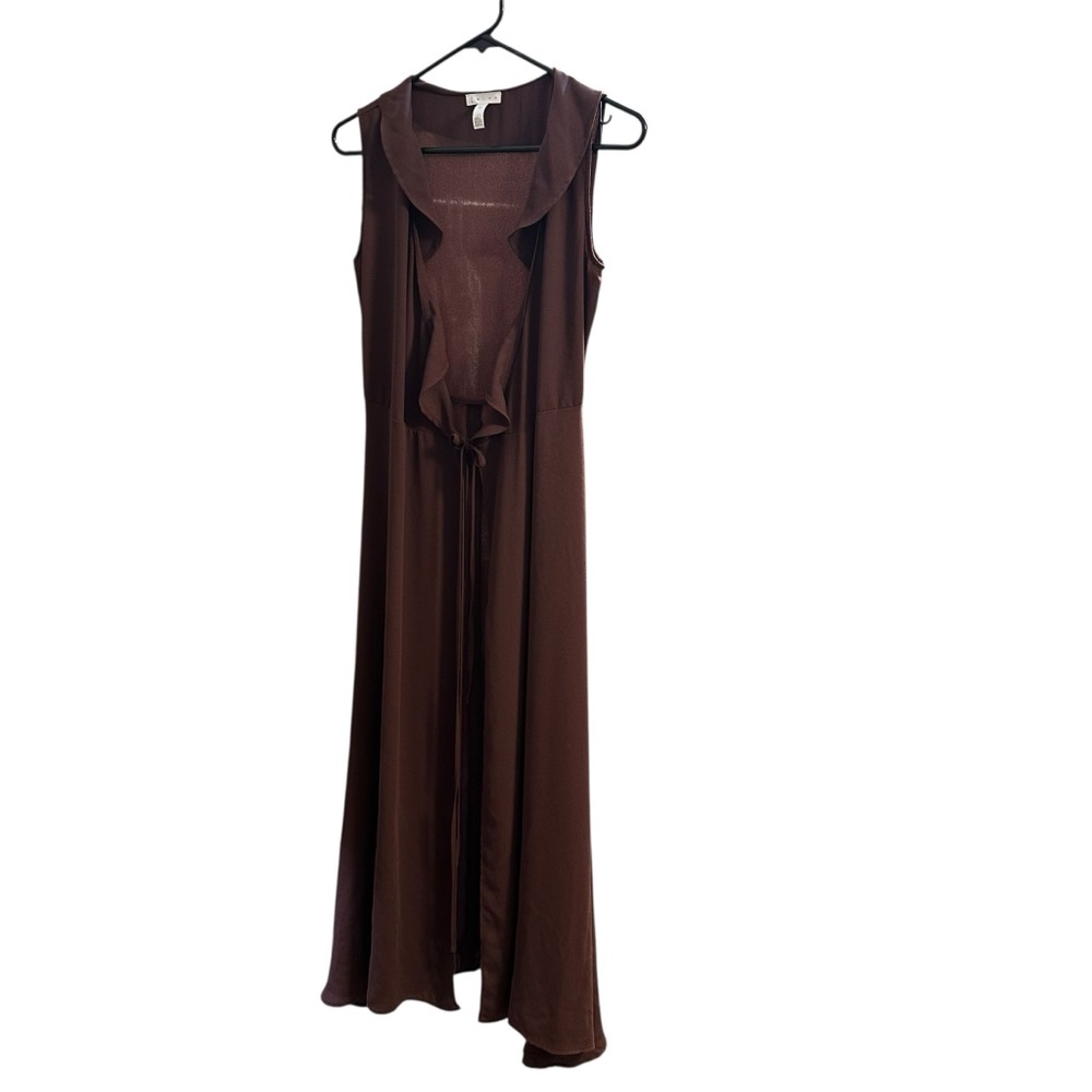 Leith Sleeveless Longline Duster Vest –‎ Brown – Size XS